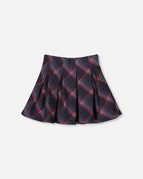 Pleated Milano Skirt Red And Navy Plaid-2