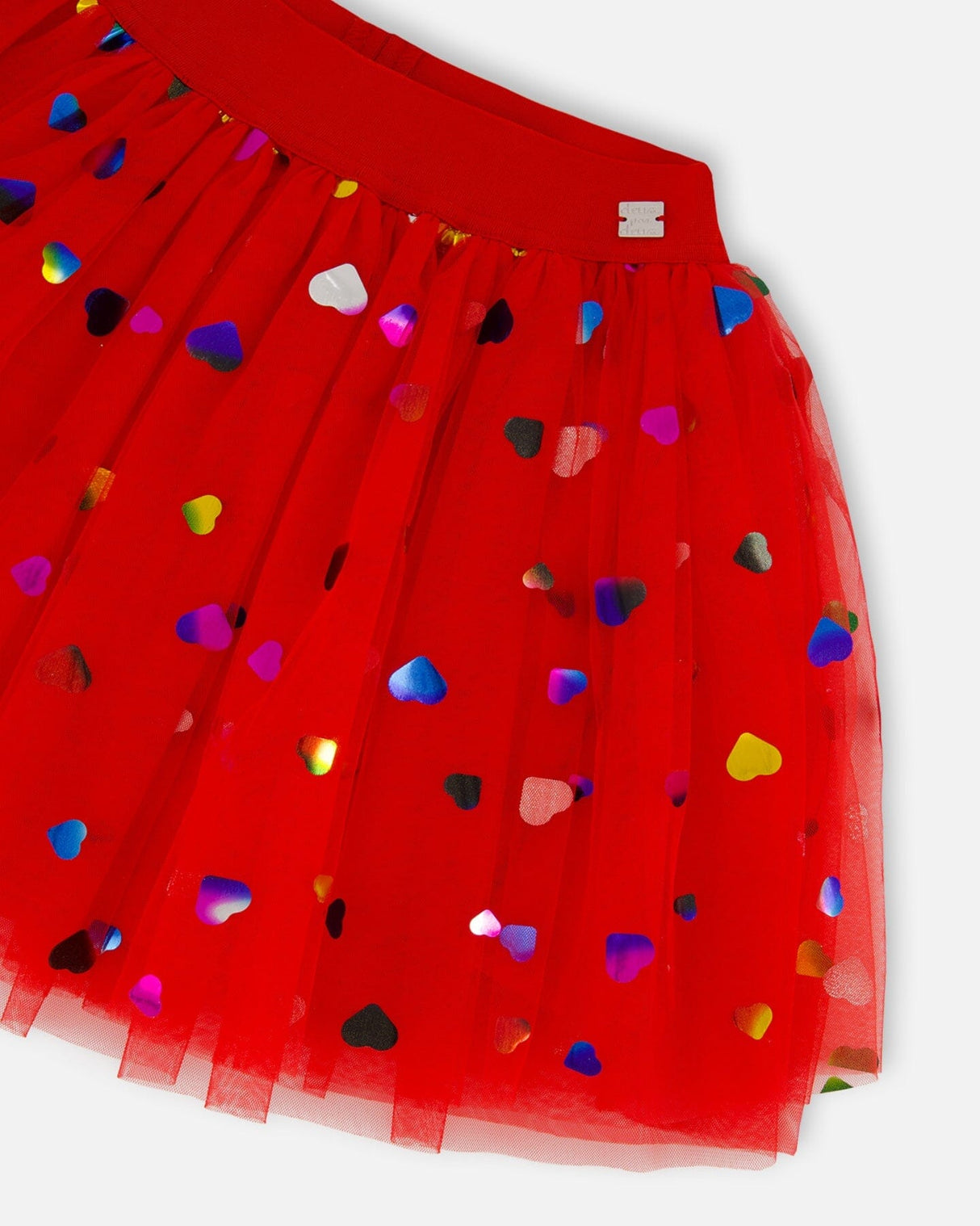 Tulle Skirt Red With Iridescent Heart Confettis-3