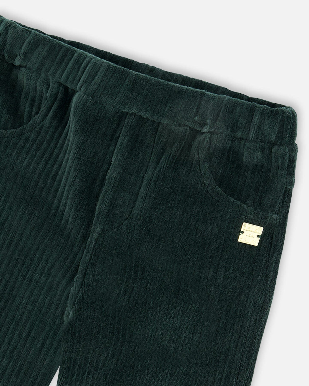 Stretch Velour Rib Treggings Dark Green-3