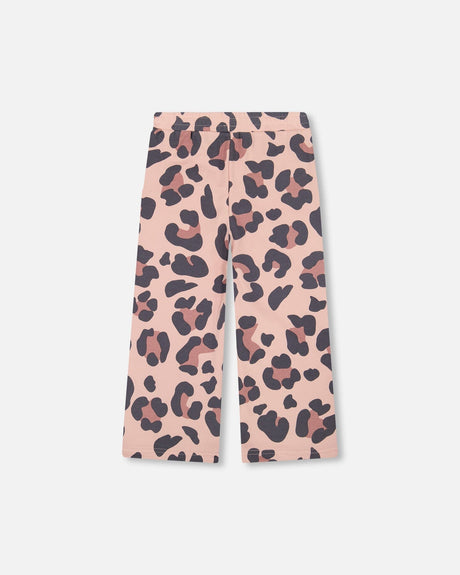 French Terry Wide Leg Sweatpants Pink Leopard-2