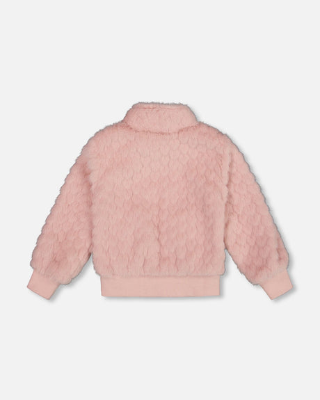 Faux Fur Jacquard Jacket Dusty Pink-2