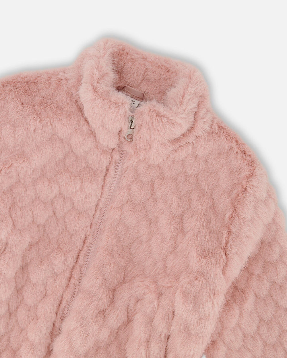 Faux Fur Jacquard Jacket Dusty Pink-3