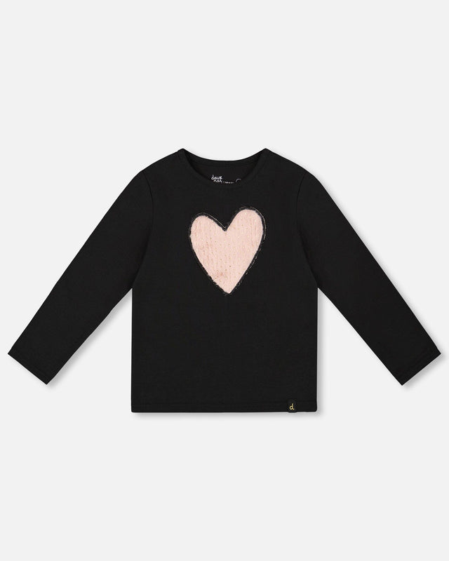 Organic Cotton Long Sleeve T-Shirt Black With Heart-0