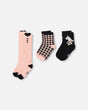 3-Pack Knit Socks Black And Pink-0