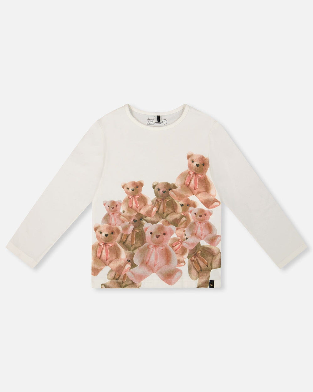 Organic Jersey T-Shirt Off-White With Teddy Bears-0