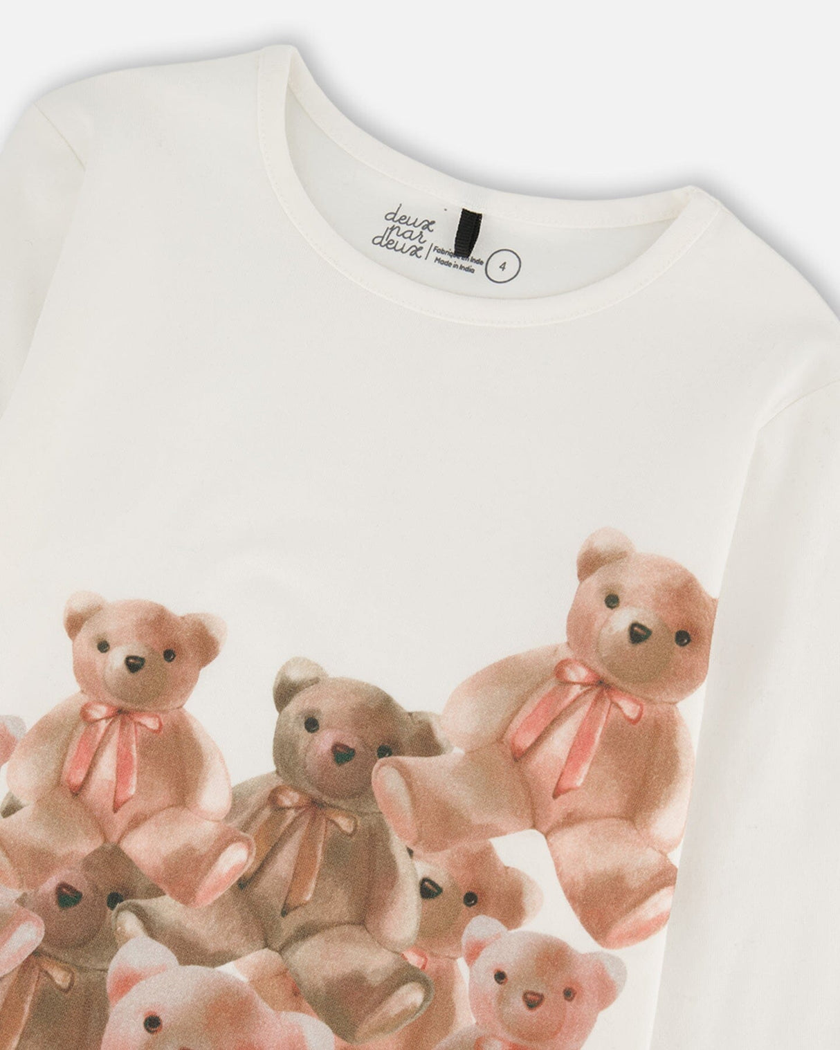 Organic Jersey T-Shirt Off-White With Teddy Bears-3