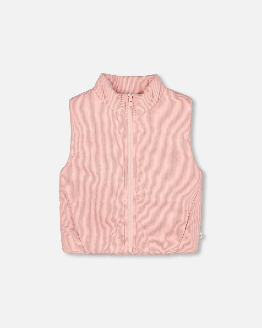 Corduroy Puffy Sleeveless Vest Dusty Pink-0