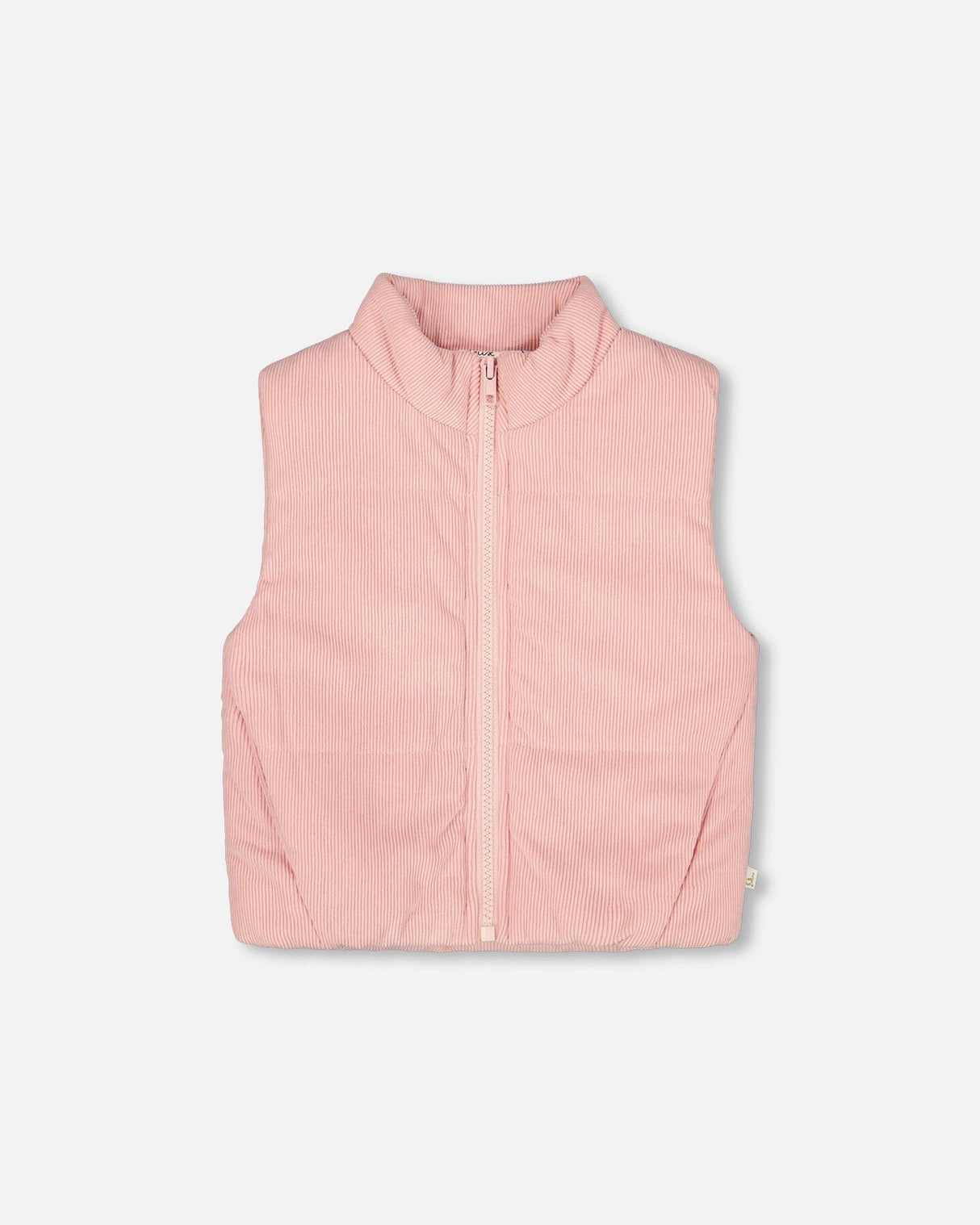 Corduroy Puffy Sleeveless Vest Dusty Pink-0