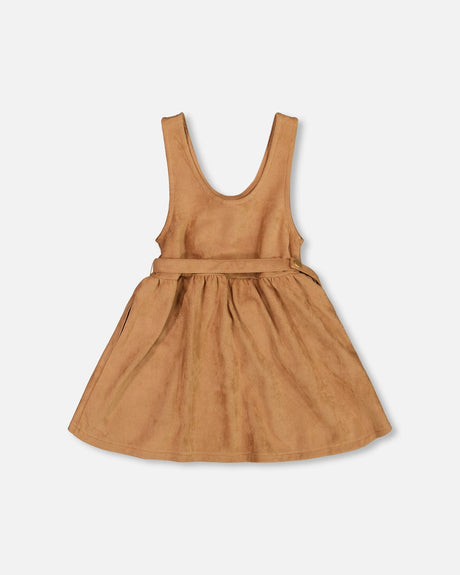 Stretch Suede Effect Jumper Light Pecan Brown With Llama Bag-2