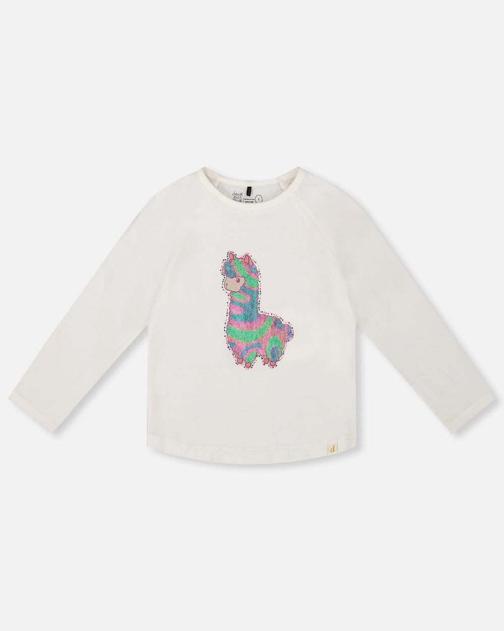 Organic Cotton T-Shirt Off White With Llama-0