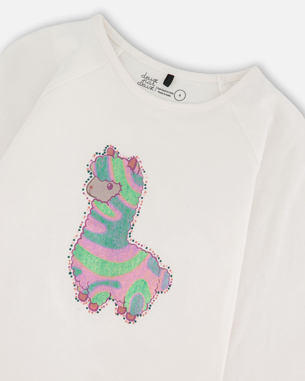 Organic Cotton T-Shirt Off White With Llama-4