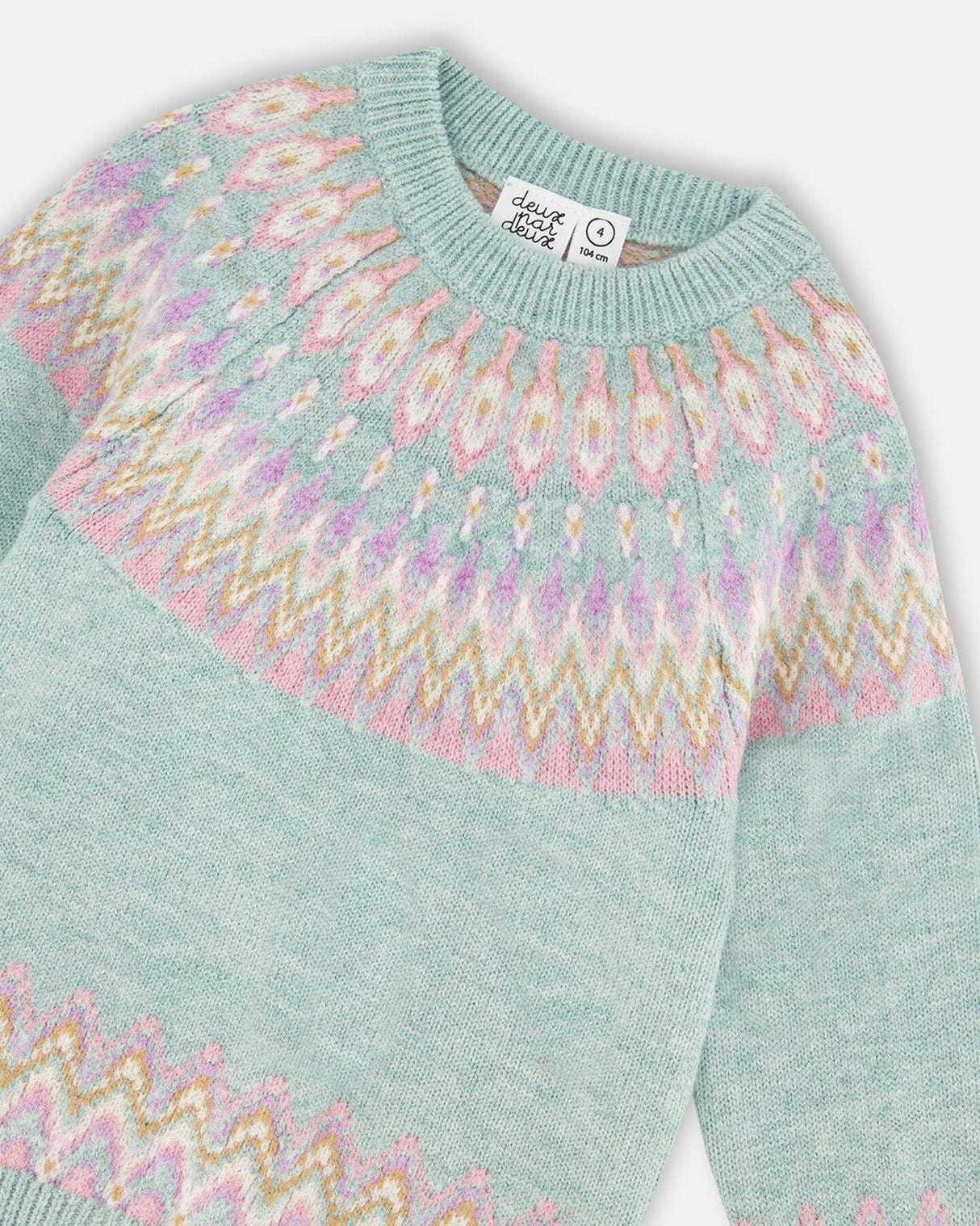 Sweater With Norwegian Jacquard Turquoise Blue-4