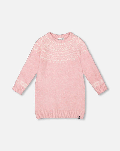 Knitted Dress With Norvegian Jacquard Dusty Pink-0