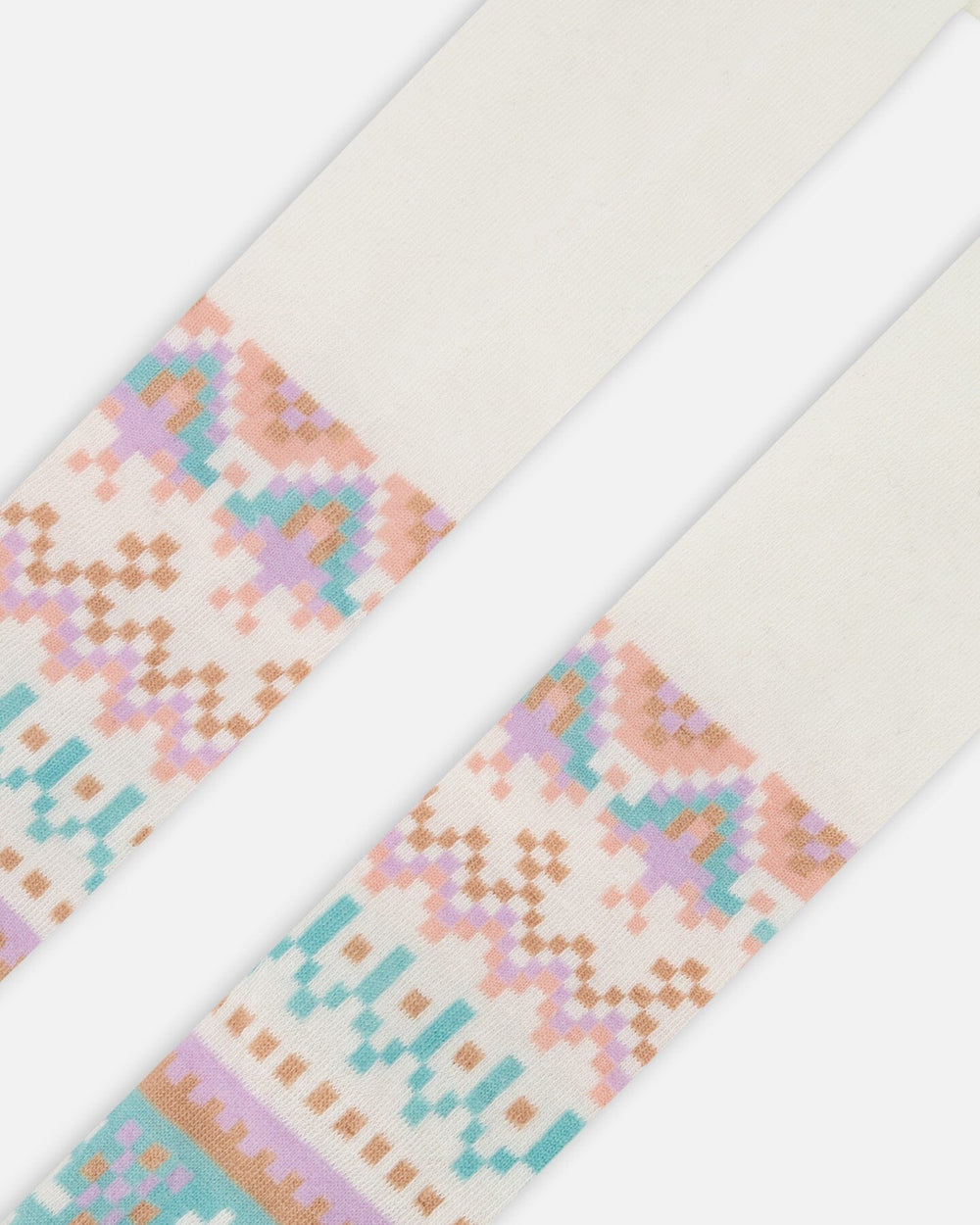 Knit Tights White Pink And Turquoise With Norwegian Jacquard-3
