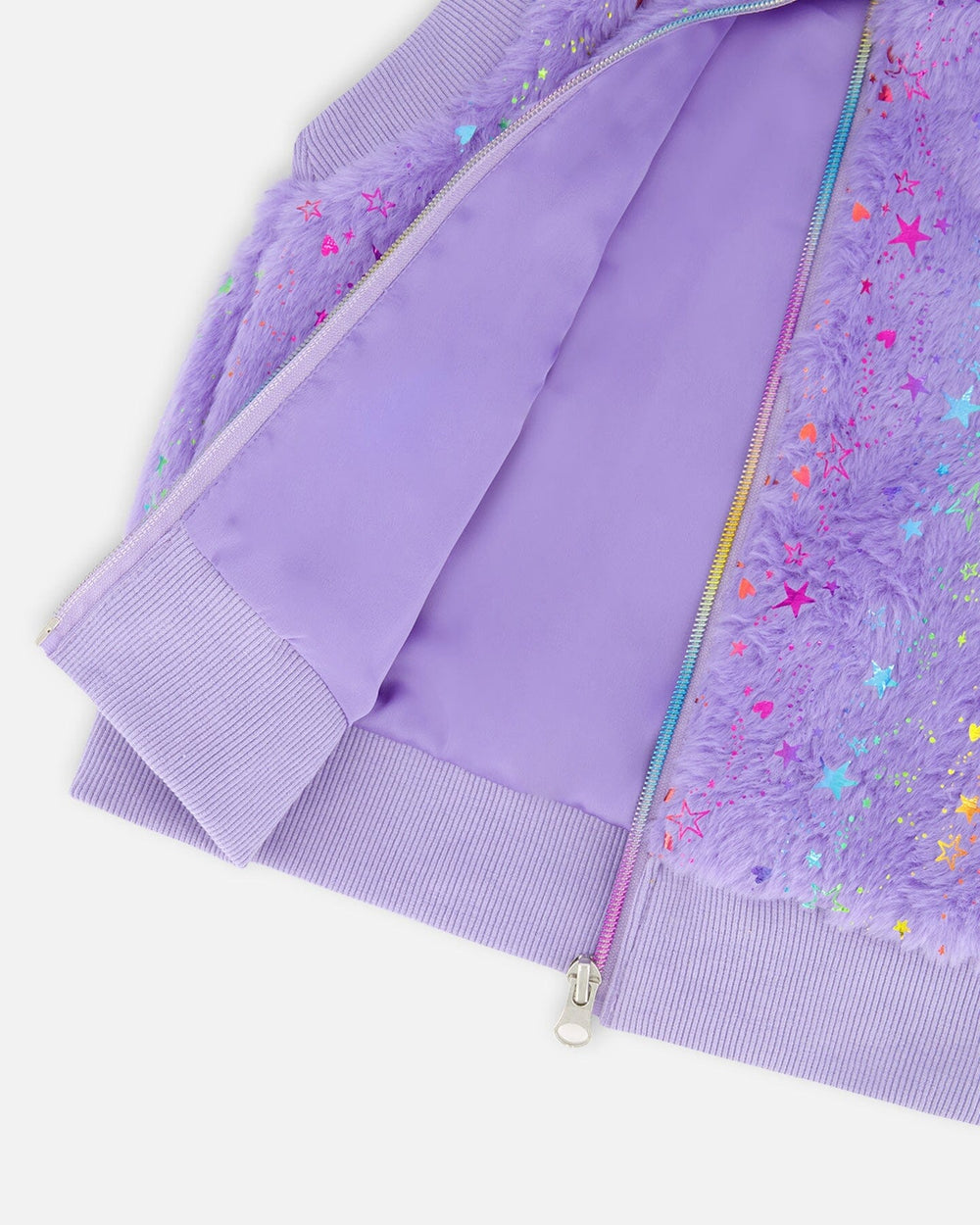 Faux Fur Zipped Vest Lavender-4