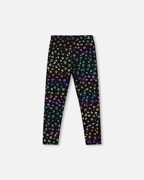 Stretch Jersey Leggings Multicolor Leopard Print-2