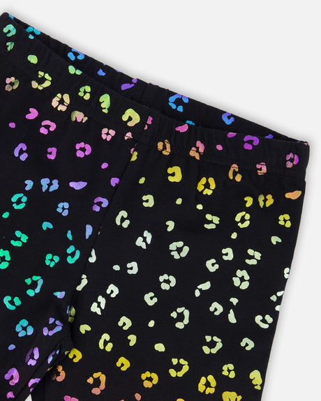 Stretch Jersey Leggings Multicolor Leopard Print-3