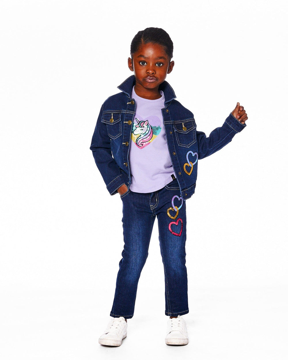 Organic Cotton Long Sleeve T-Shirt Lavender With Sequin Unicorn-2