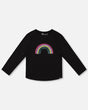 Organic Cotton Long Sleeve T-Shirt Black With Sequin Rainbow-0
