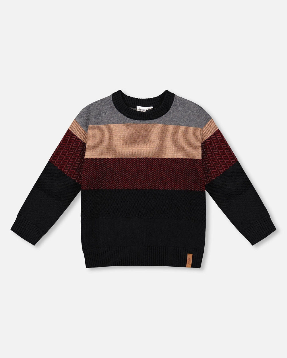 Color Block Knit Sweater Red And Black-0