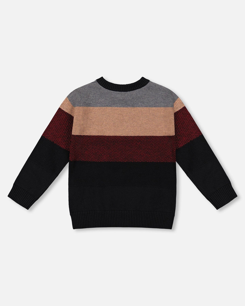 Color Block Knit Sweater Red And Black-2