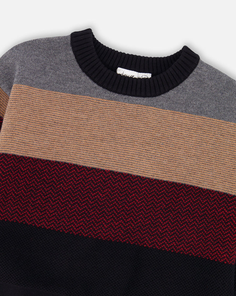 Color Block Knit Sweater Red And Black-3