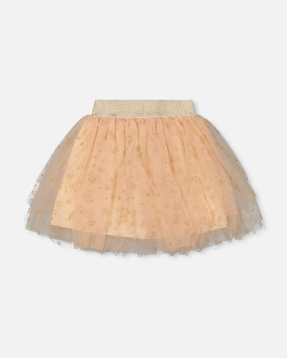 Multi Layer Glittering Mesh Skirt Beige-1