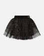 Multi Layer Glittering Mesh Skirt Black-0