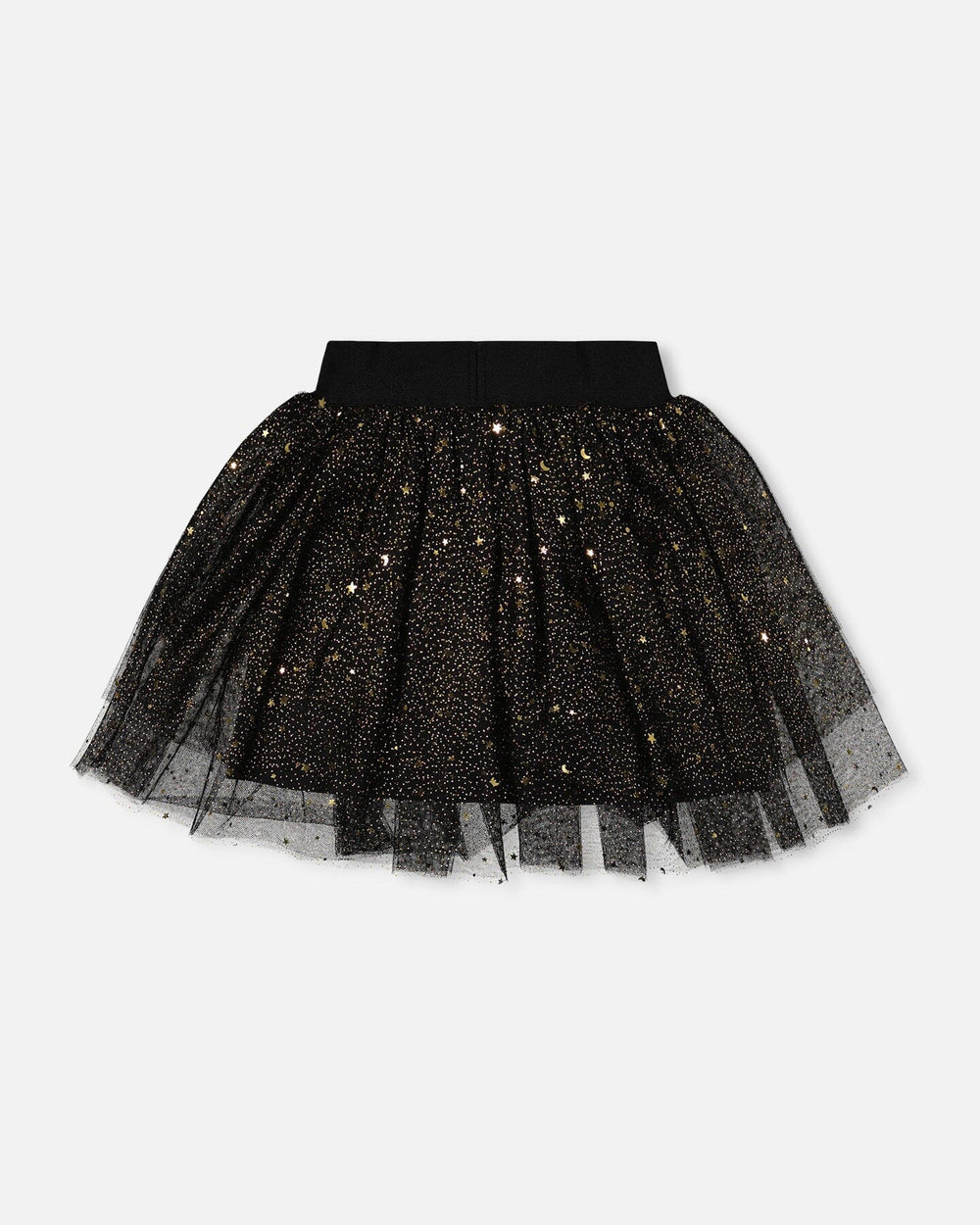 Multi Layer Glittering Mesh Skirt Black-1