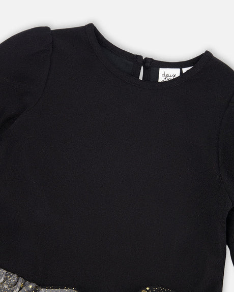 Glittering Mesh Skirt Party Dress Black-4