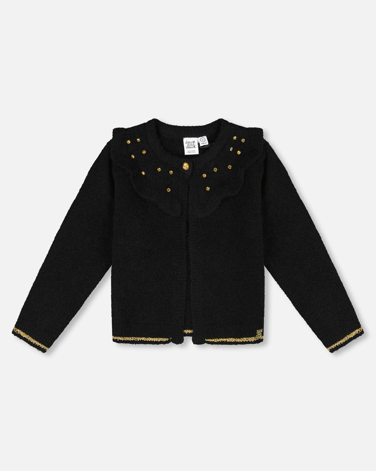 Knitted Cardigan With Rhinestones Black-0