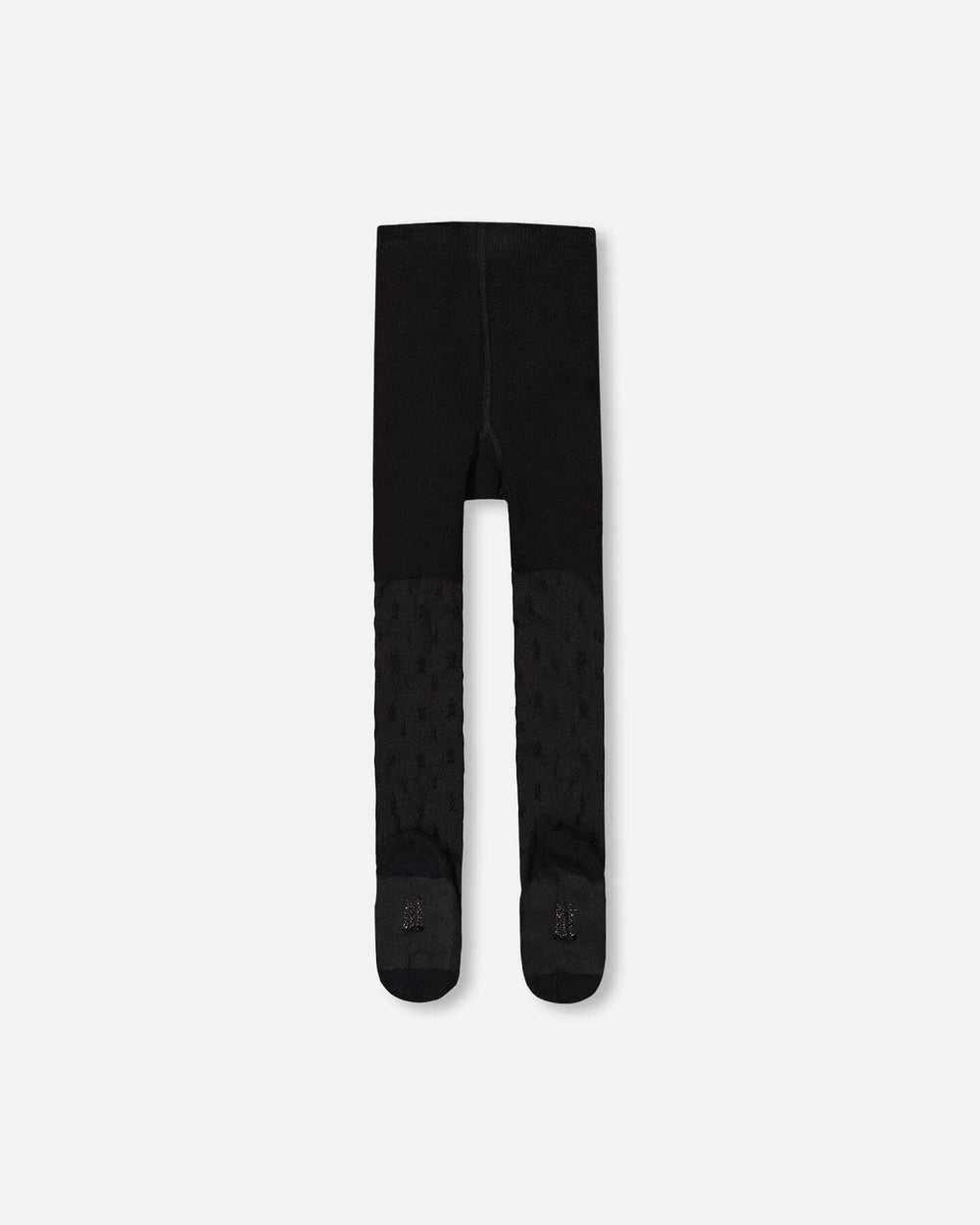 Knit Tights Black With Tone-On-Tone Star Pattern-1