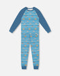 Two-Piece Organic Cotton Pajama Set Blue Dog Print-0