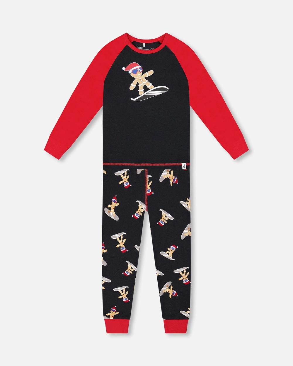 Two-Piece Organic Cotton Pajama Set Black Cookie Print-0