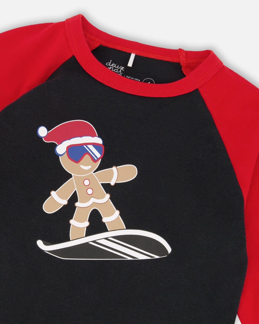 Two-Piece Organic Cotton Pajama Set Black Cookie Print-3