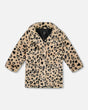 Printed Fake Fur Long Coat Black And Beige Leopard-0