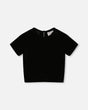Short Sleeve Stretch Velour Top Black-0
