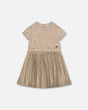 Short Sleeve Dress With Pleated Skirt Light Caramel-0