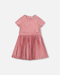 Short Sleeve Dress With Pleated Skirt Dusty Pink-0