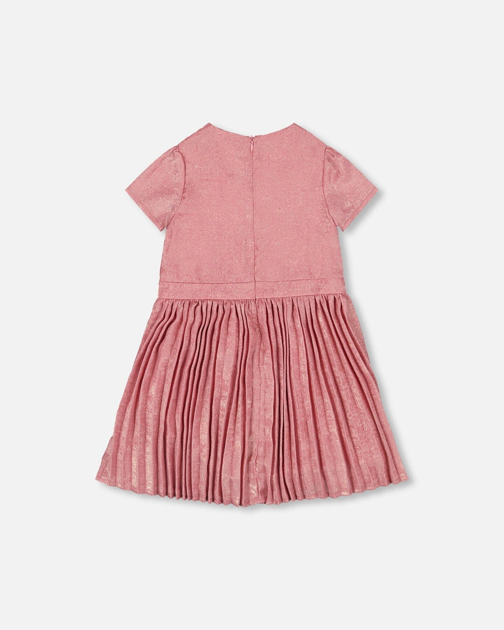 Short Sleeve Dress With Pleated Skirt Dusty Pink-2