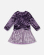 Long Sleeve Bi-Material Velour And Jersey Dress Purple Gray-0