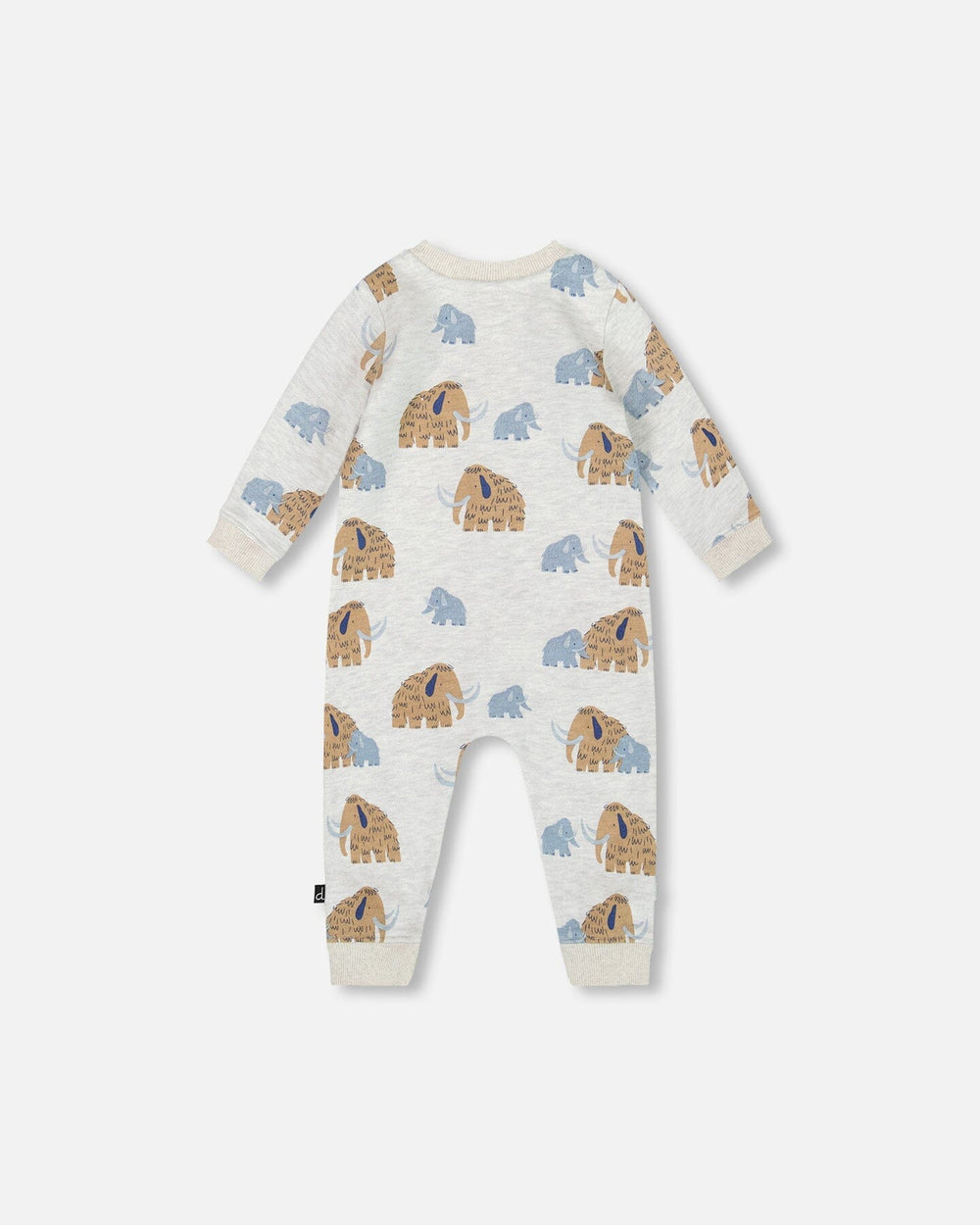 One-Piece Fleece Romper Beige Mammoth Print-1