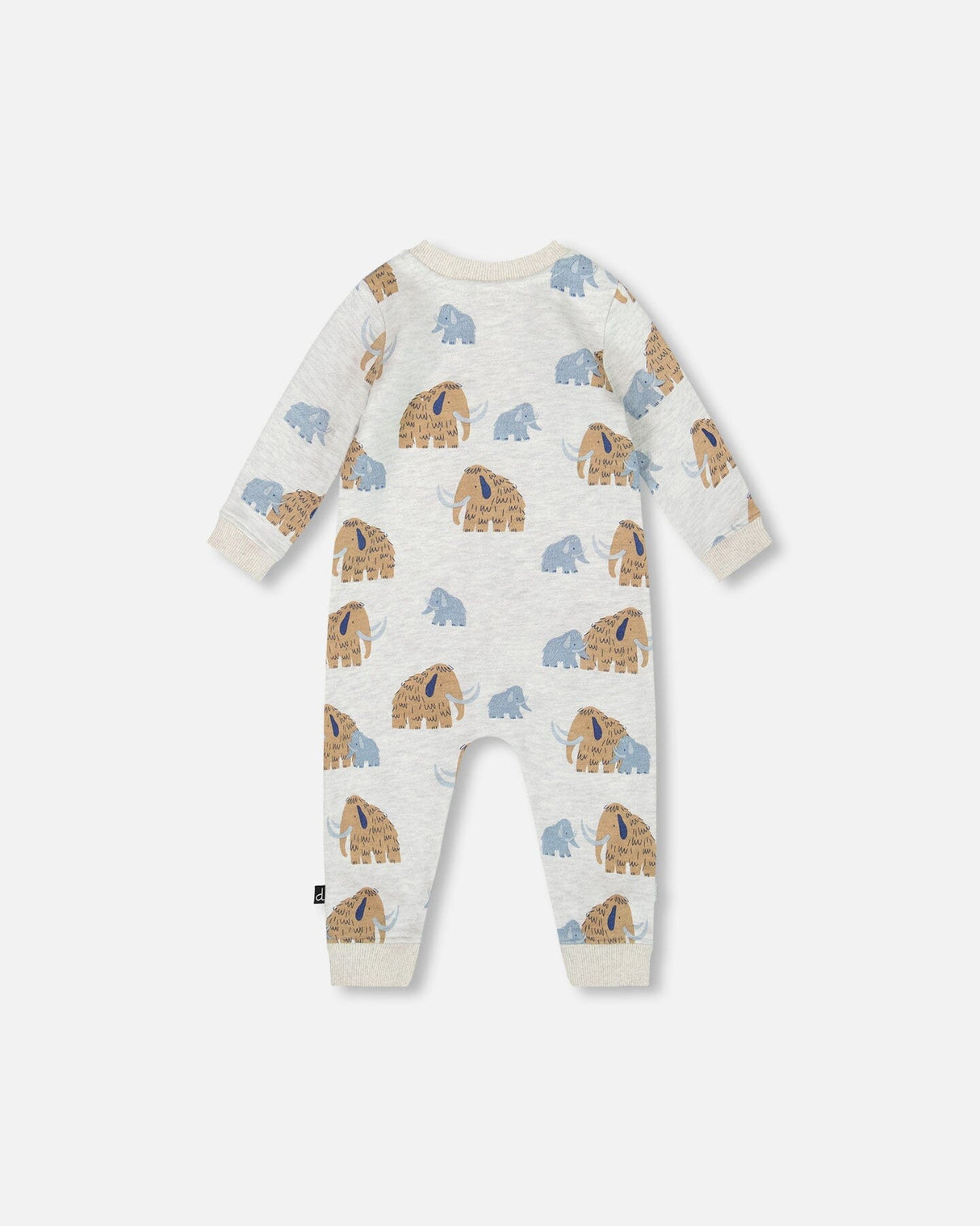 One-Piece Fleece Romper Beige Mammoth Print-1