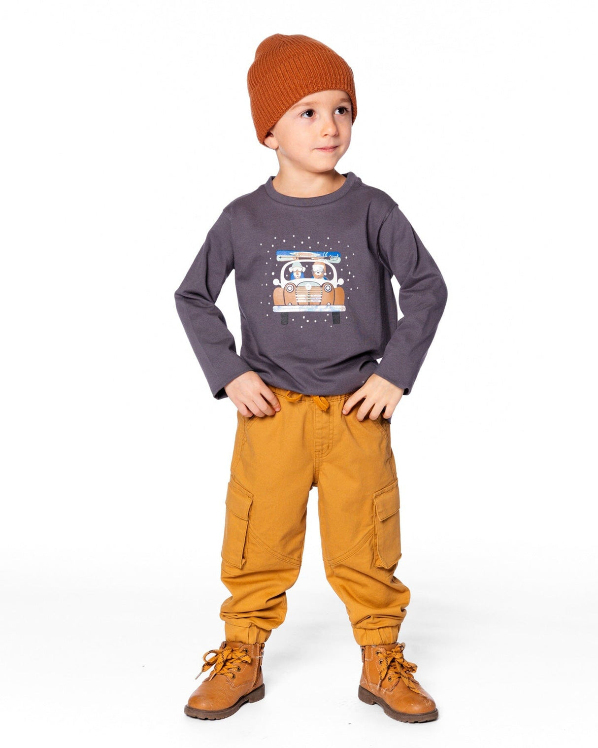 Long Sleeve Organic Cotton Jersey Tee Dark Gray-1