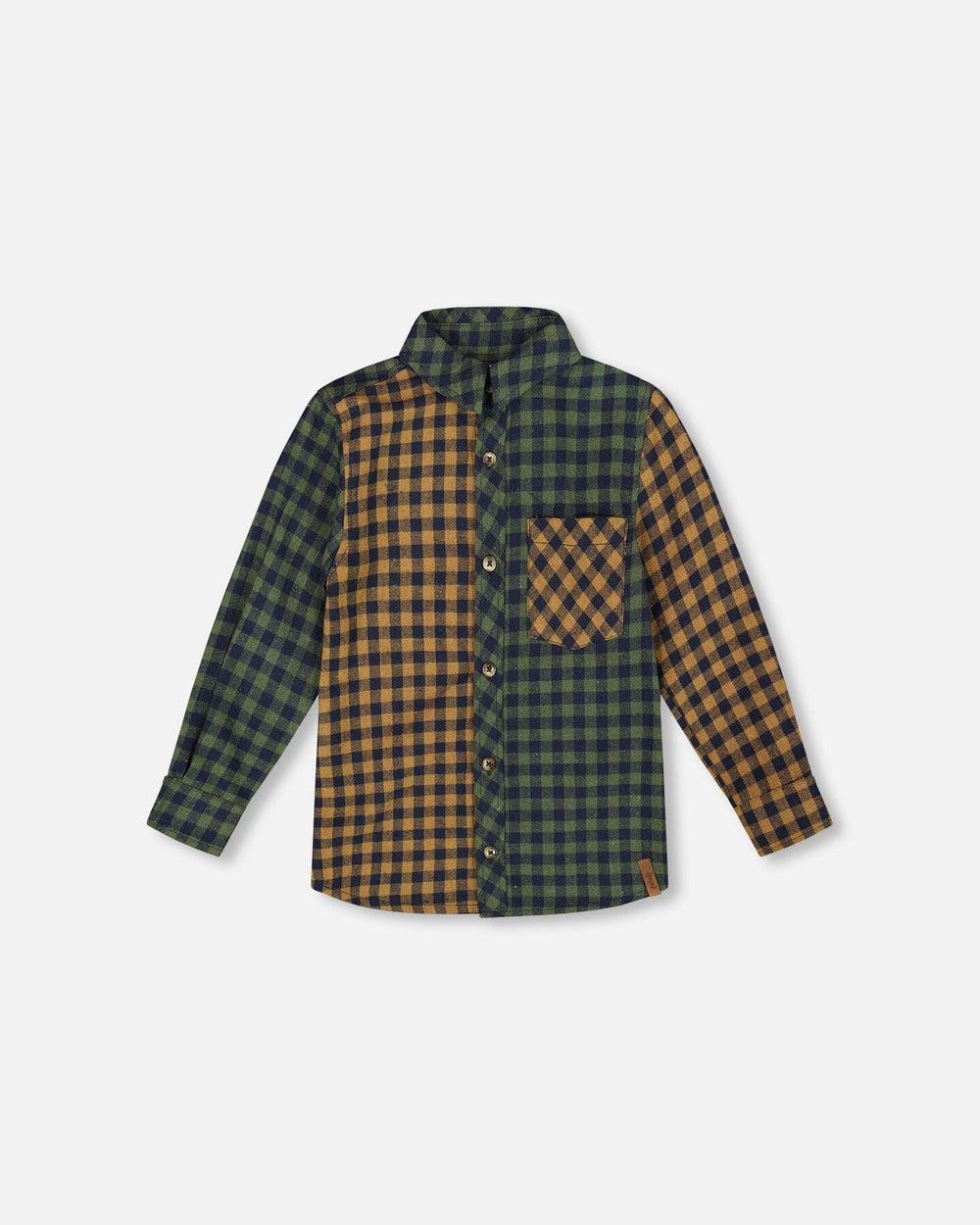 Long Sleeve Flannel Shirt Yellow And Green Plaid-0