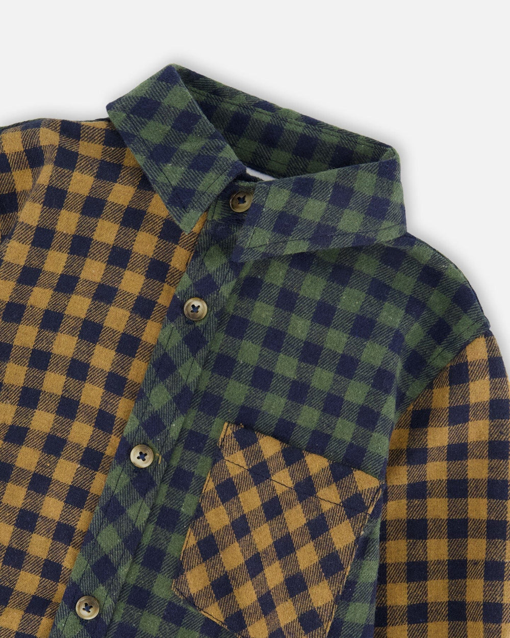 Long Sleeve Flannel Shirt Yellow And Green Plaid-3