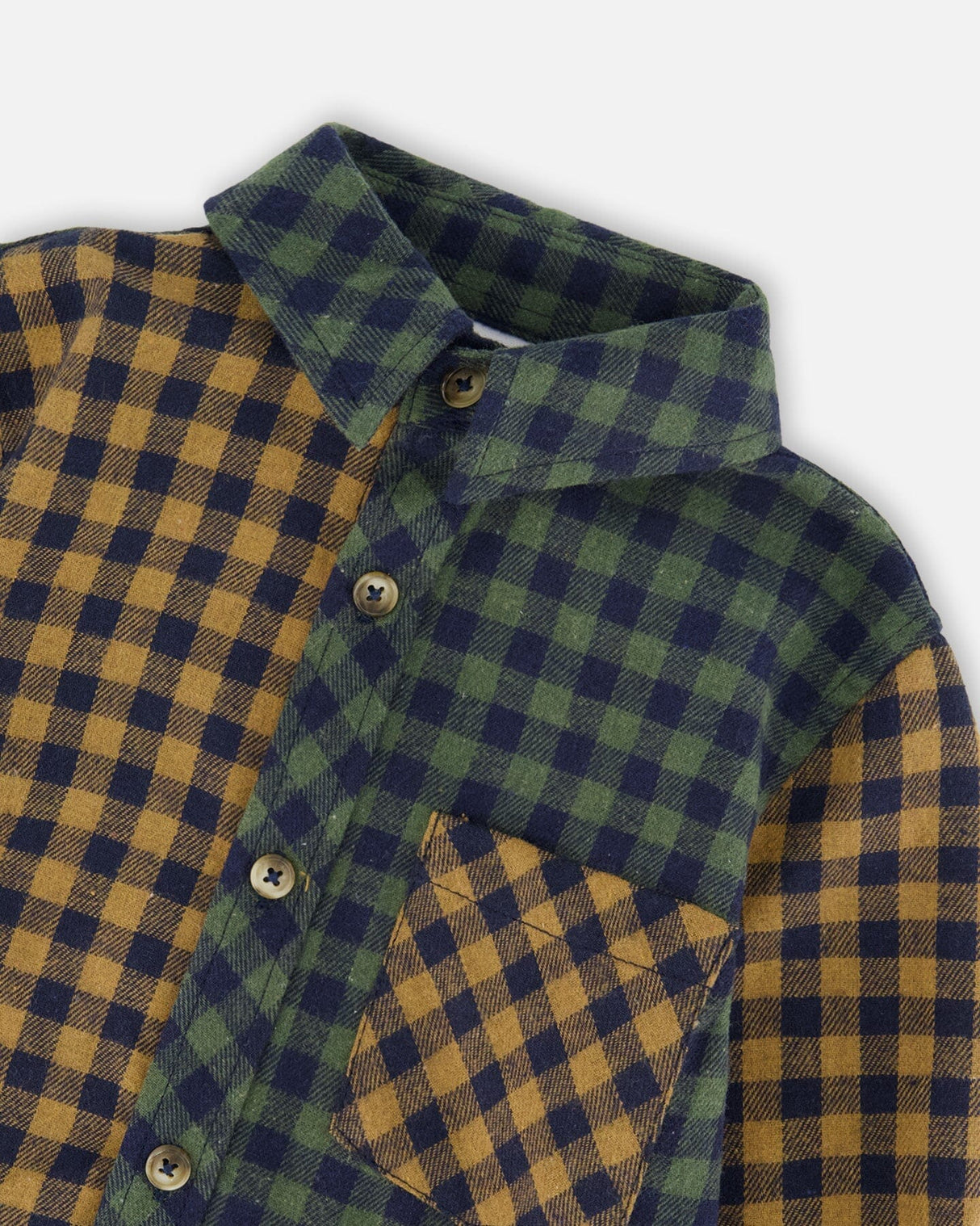 Long Sleeve Flannel Shirt Yellow And Green Plaid-3