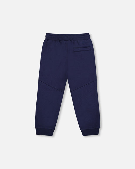 Fleece Sweatpants With Pockets Navy Blue-2