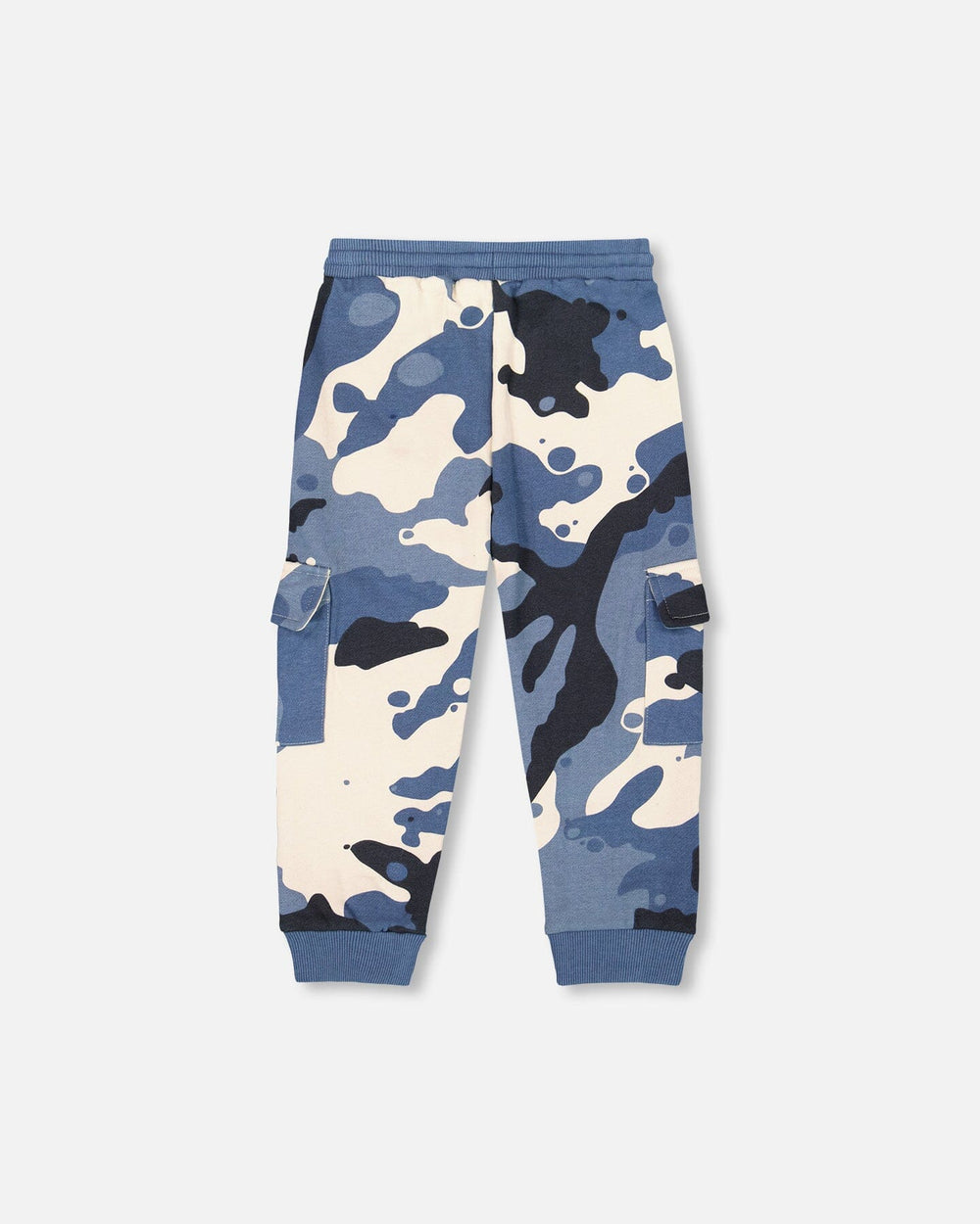Fleece Sweatpants With Cargo Pockets Blue Camouflage-2