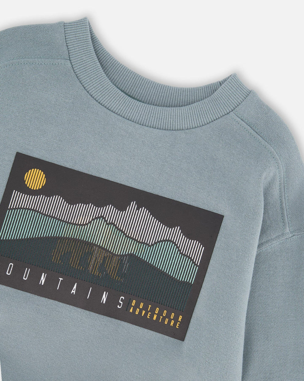 Animated Print French Terry Sweatshirt Sage Green-3